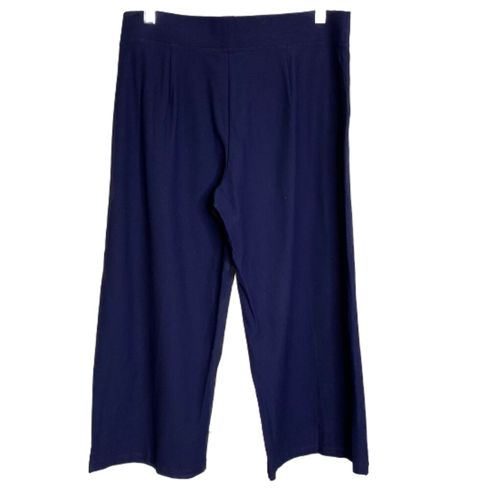 Eileen Fisher Womens Indigo Blue Stretch Crepe Wide Leg Crop Pants M NEW - Picture 2 of 3